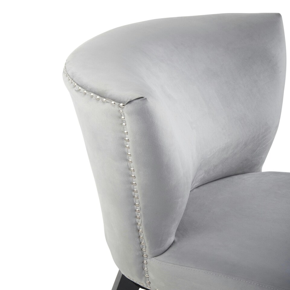 image 1 of Interiors by Premiers Velvet Dining Chair, Dining Room Accent Chair, Velvet Upholstered Wing Chair with Wooden Legs