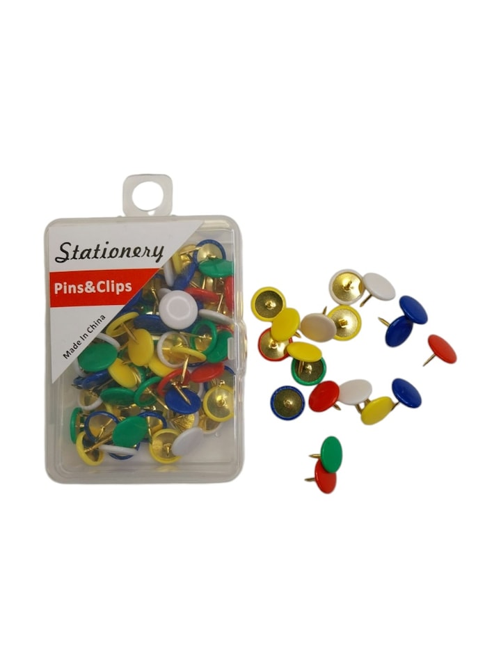 image 1 of Pack of 100 Assorted Coloured Drawing Pins