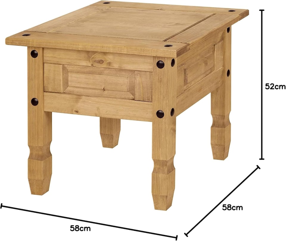 image 1 of Corona Lamp Side Table Mexican Solid Pine End Occasional Table