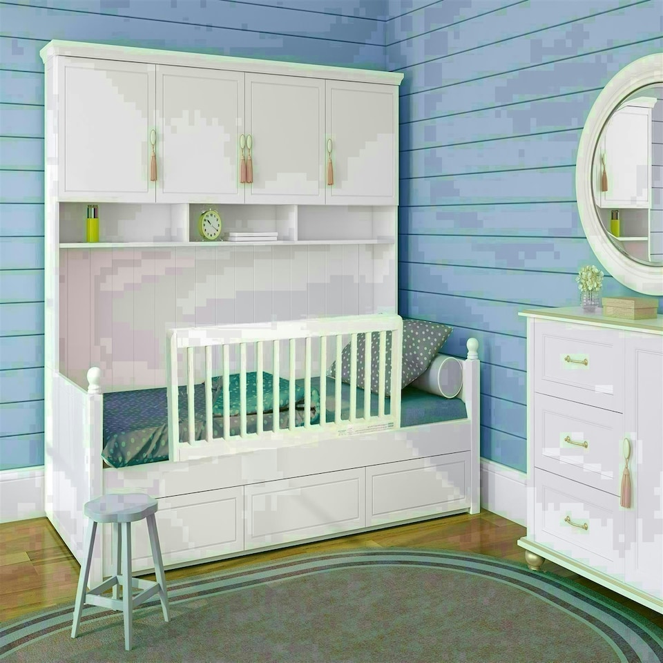 image 1 of Safetots Extra Wide Extra Tall Wooden Bed Guard, White, 60cm High x 140cm Wide, Toddler Bedrail for Safety, Secure Child Bed Rail