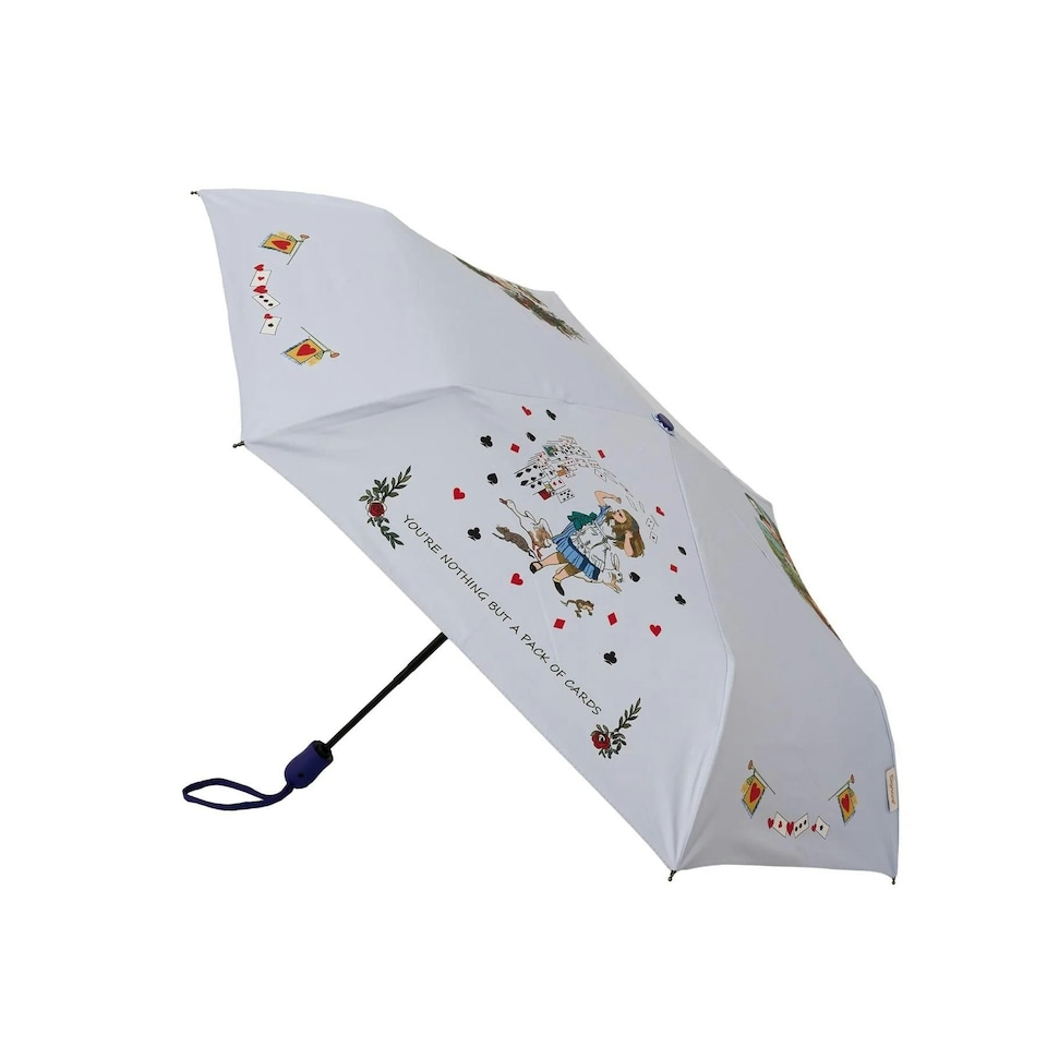 Signare Automatic Folding Umbrella Windproof UV Protection Alice in Wonderland Tea Party | Multi