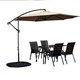 image 1 of Outdoor 4 Person Rectangular Glass Top Garden Dining Table Chairs With Beige Banana Parasol and Base