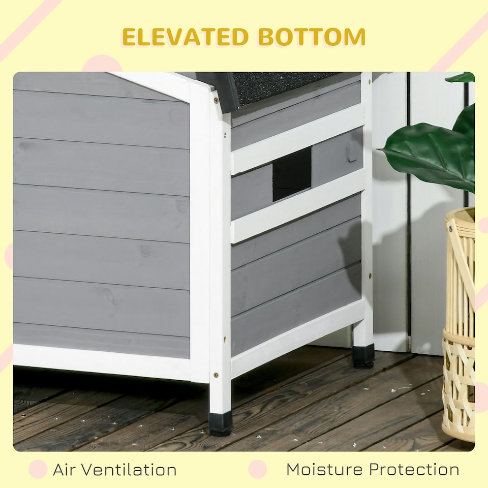 image 1 of PawHut Wooden Dog Kennel for Outside 97L x 72W x 65Hcm, Grey