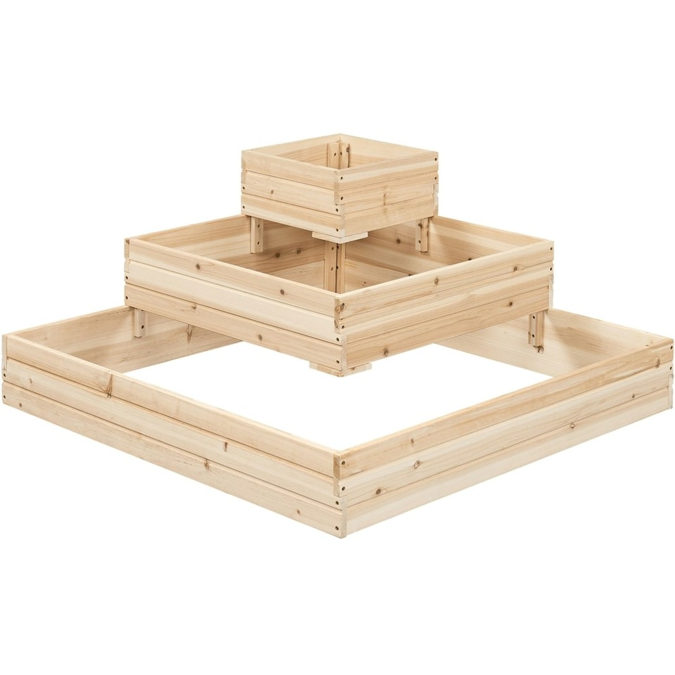image 1 of Yaheetech 3-Tier Fir Wood Raised Garden Bed