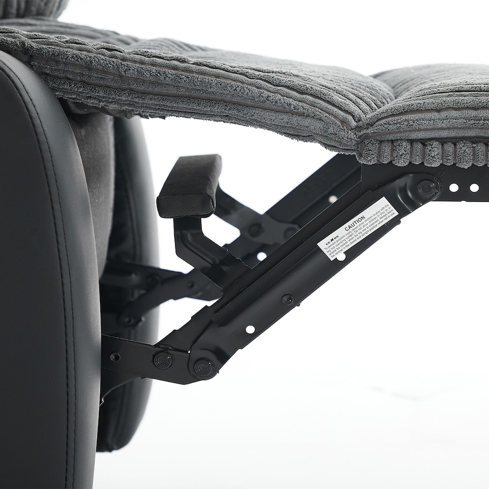 image 1 of Manual Reclining Sofa, Jumbo Cord Fabric Recliner 3 Seater Armchair - 3 Seater