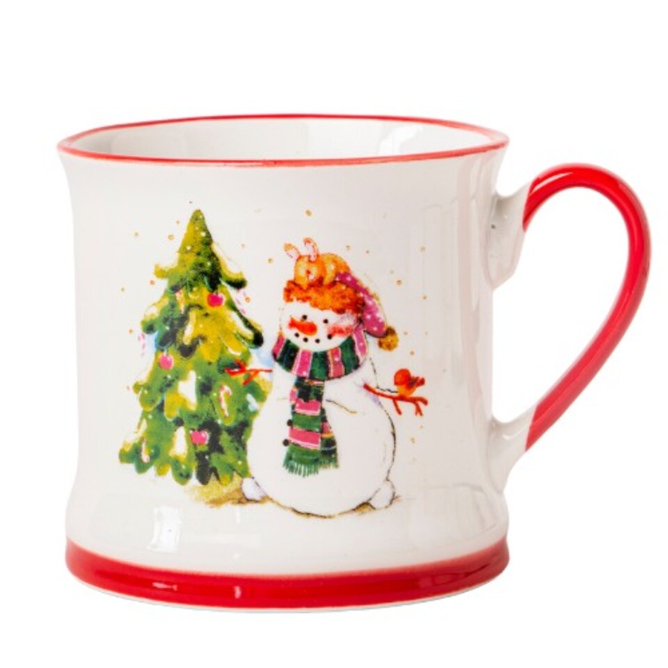 image 1 of Festive Snowman Ceramic Mug 340ml | White | Snowman with Gift Bag | 340ml | 1