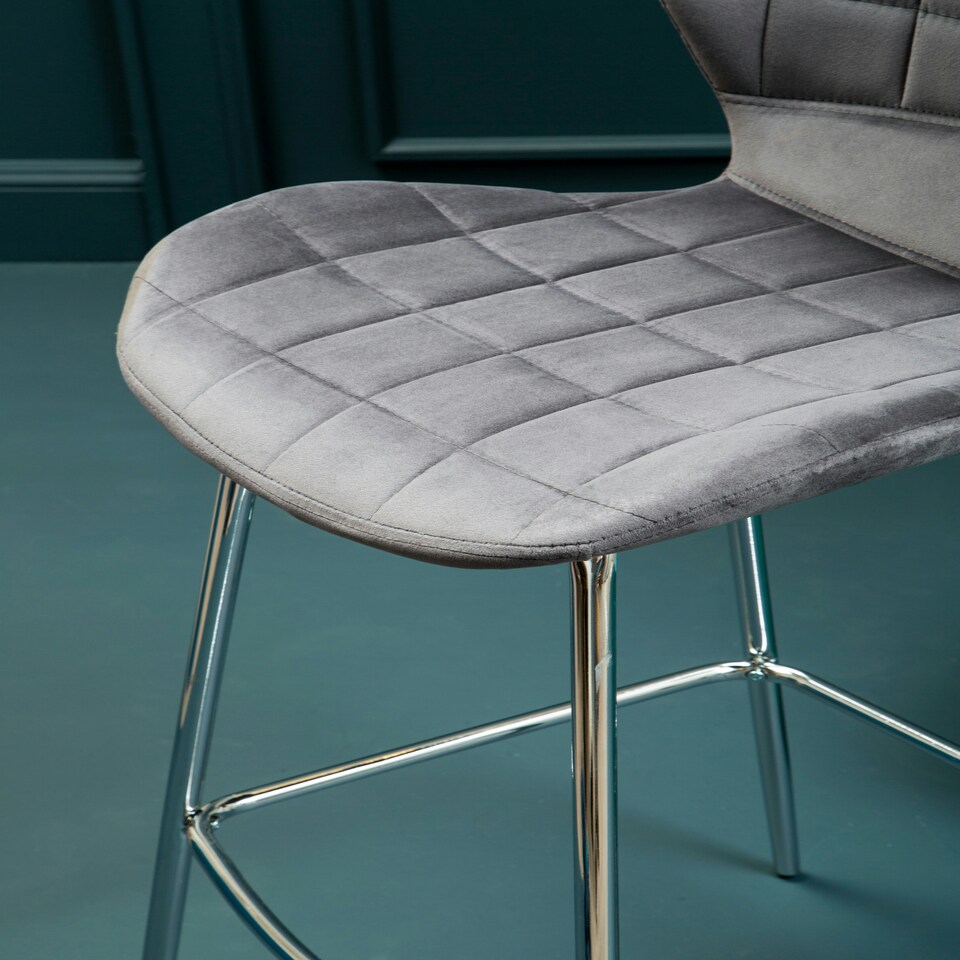 image 1 of Interiors by Premier Warton Grey Velvet Bar Chair Grey