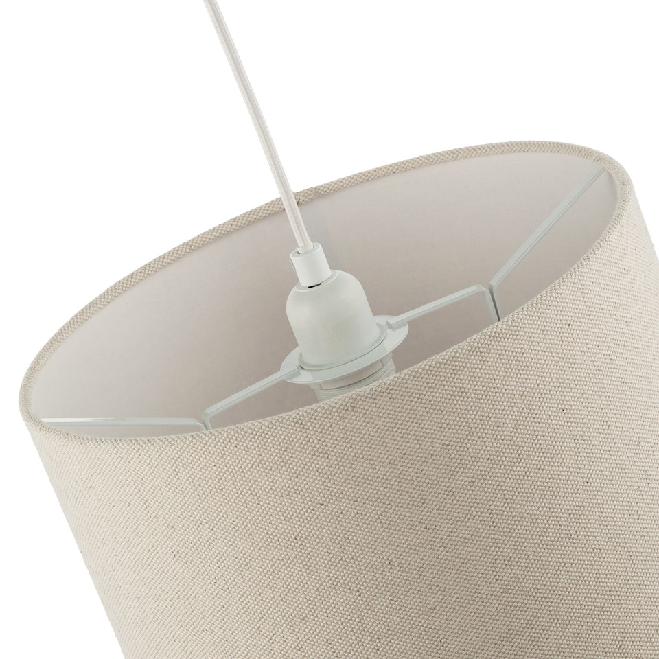 image 1 of Light Taupe Oatmeal Linen Fabric Drum Lamp Shade with Cotton Lining | Cream | Oatmeal | 1