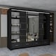image 3 of Sleek High Gloss Sliding Wardrobe 255cm with Drawers | White/Black/Grey 3-Door Bedroom Storage Black | Black255cm
