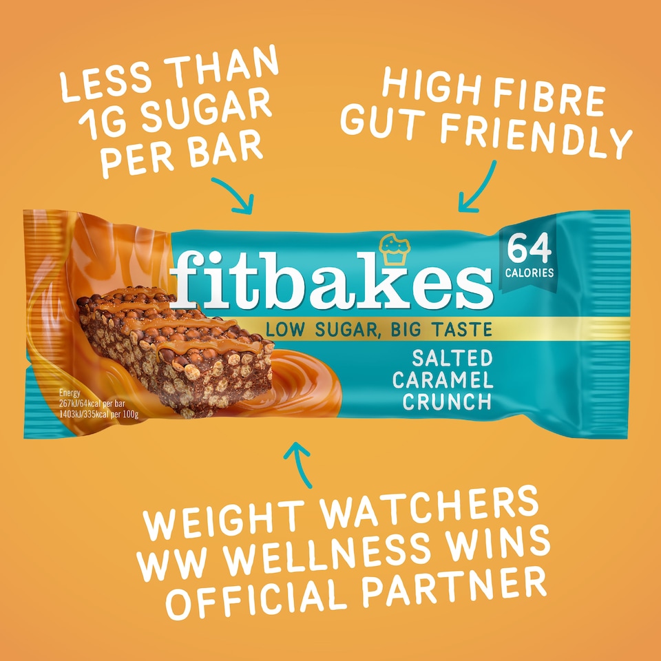 image 1 of Fitbakes Salted Caramel Low-Sugar Crunch Mini Bars, 12 x 19g