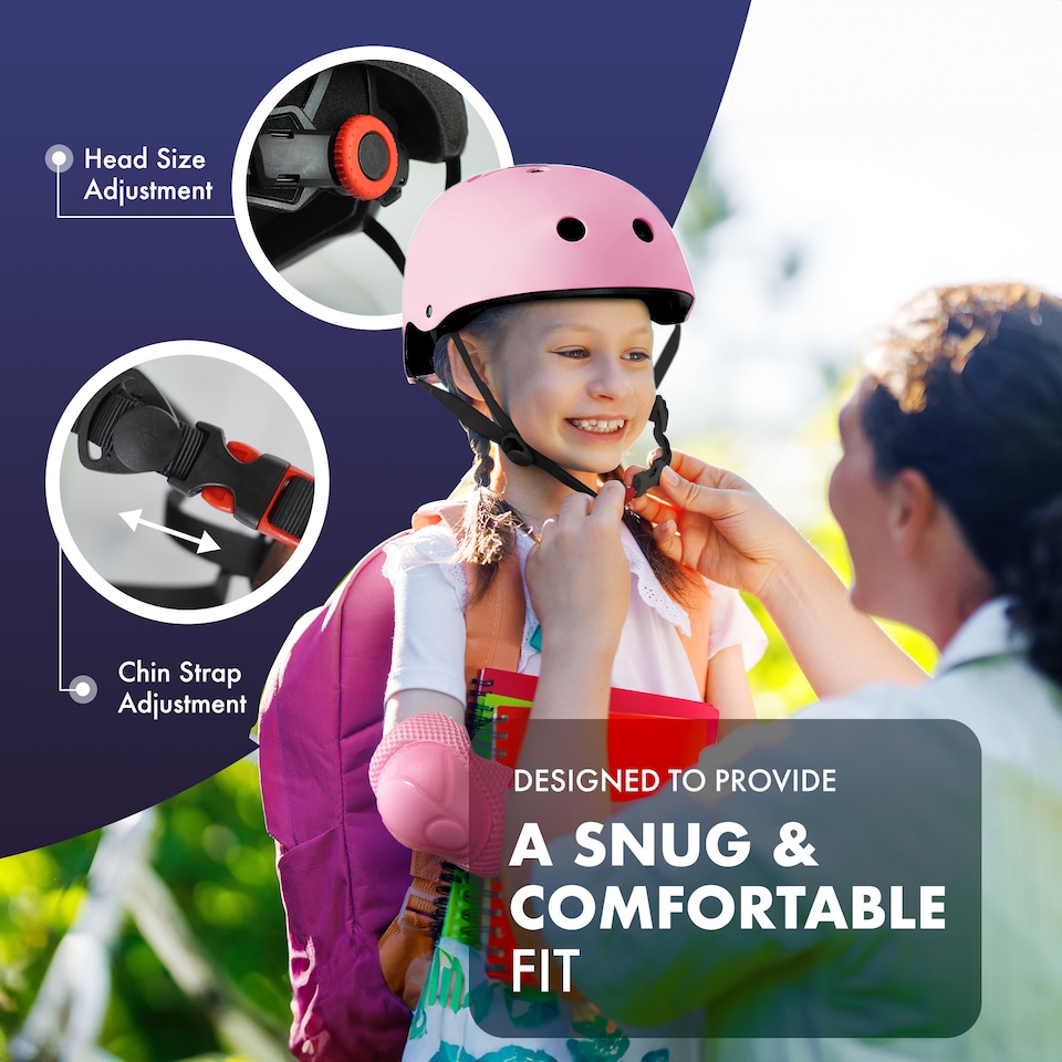 image 1 of Kayman Kids Bike Helmet with Knee Elbow and Wrist Pads for Ages 3 to 12