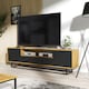 image 1 of TV Unit Sideboard Cabinet Storage Cabinet Oak Black Matt Media Console Stand 200cm