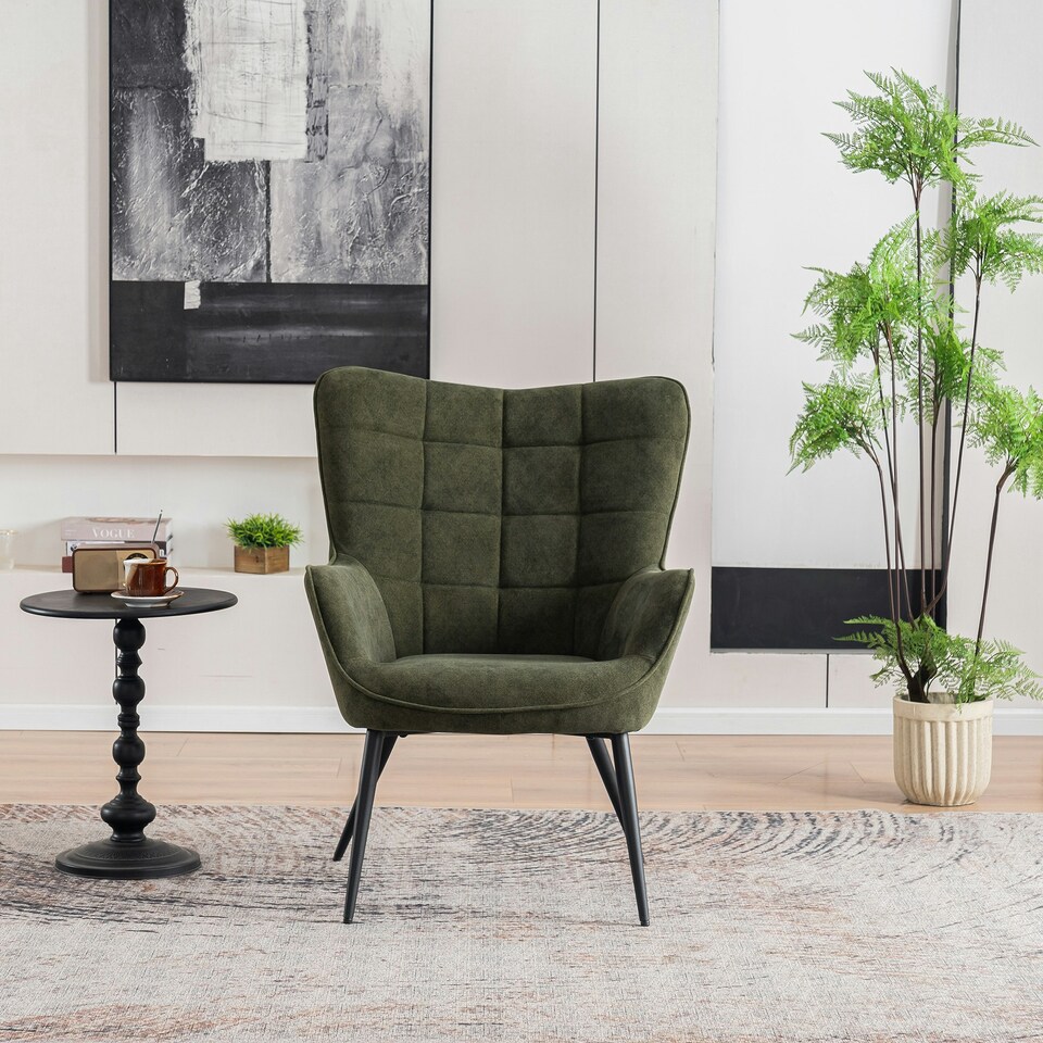 image 1 of Vera Velvet Occasional Living Room Modern Accent Chair (Green)