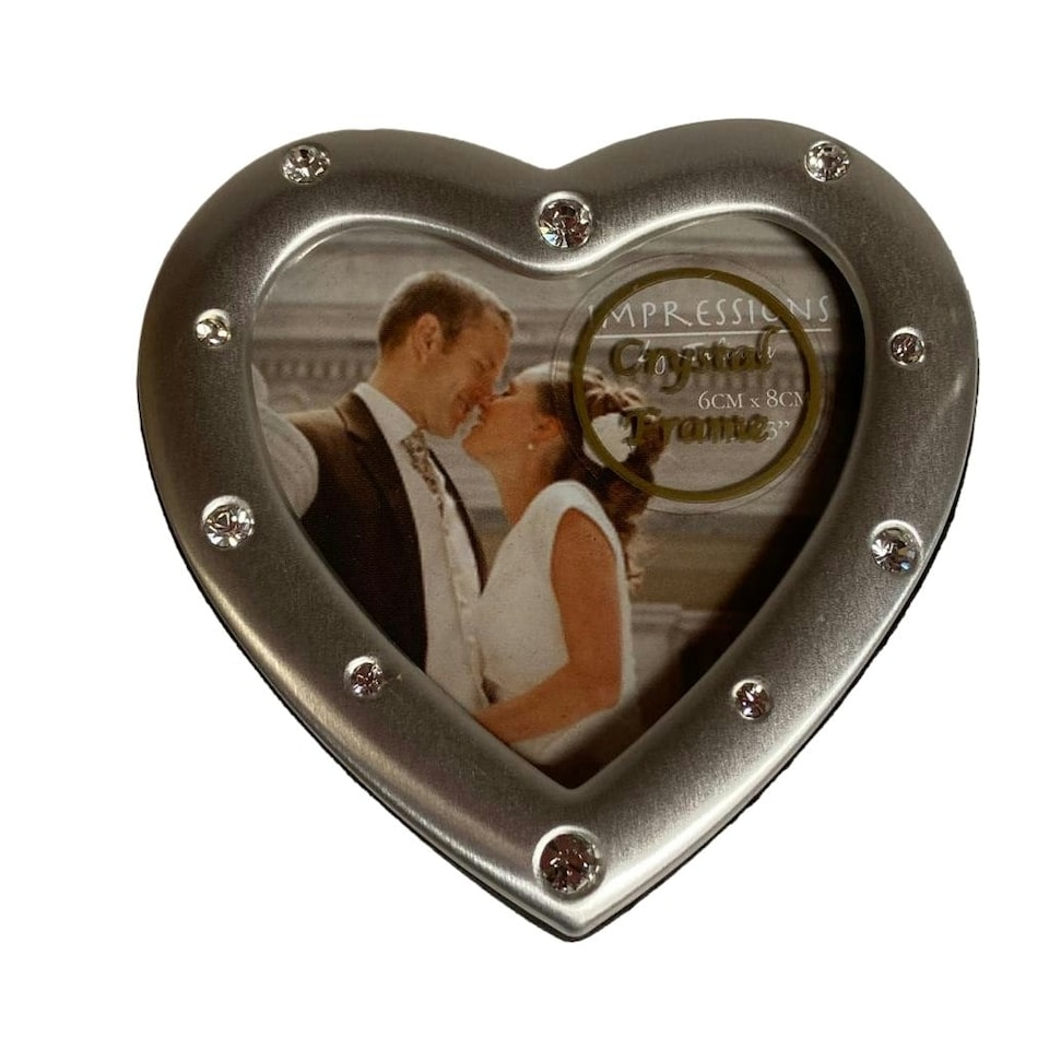 image 1 of Silver Plated Diamante Heart Shape Jewelry Box with Photo Frame on Top