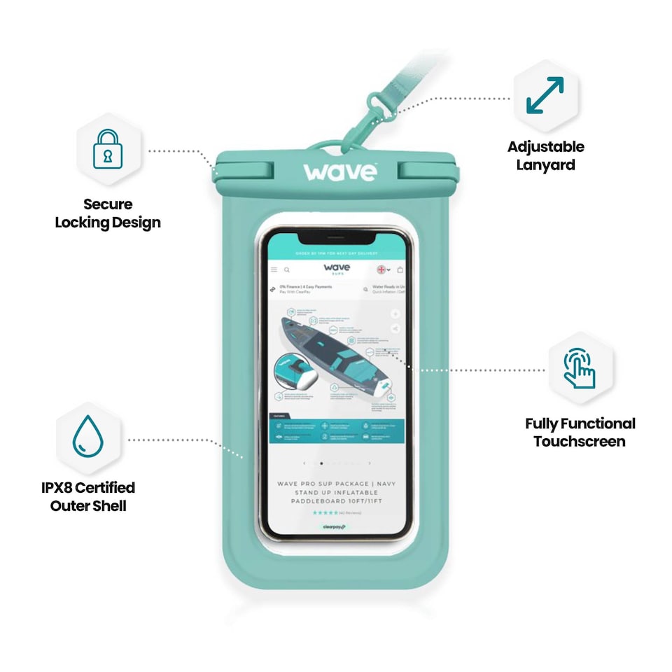 image 1 of Wave Waterproof Phone Cover, Aqua