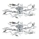 image 1 of ValueLights Pair Of Modern Chrome 5 Way Swirl Decorative Leaf Blossom Ceiling Lights