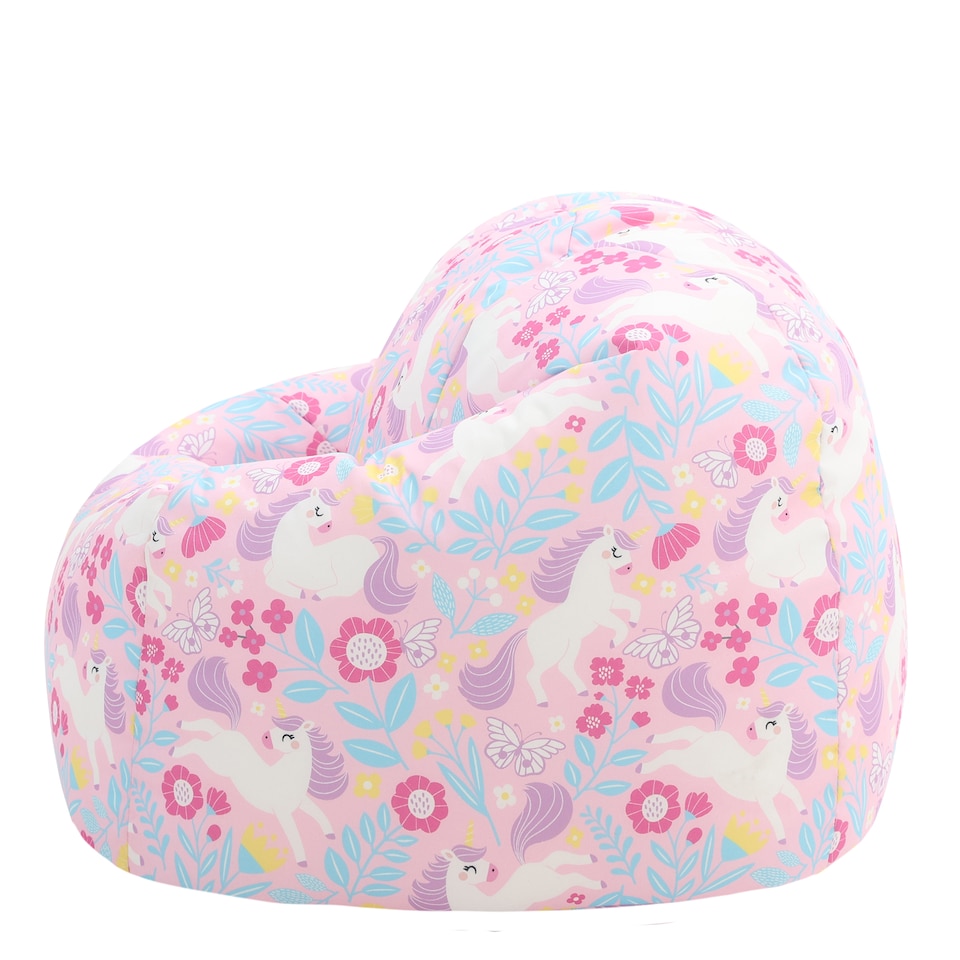 image 1 of Kids Unicorn Bean Bag Chair Purple Childrens Bean Bags | Pink | Purple | 1
