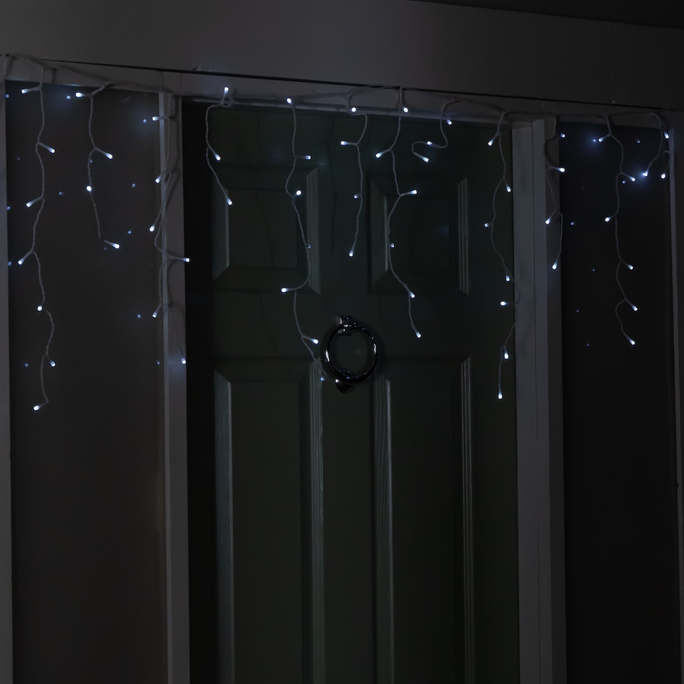 image 1 of 25m 1000 White LED Frosted Icicle Indoor Outdoor Christmas Lights with Timer