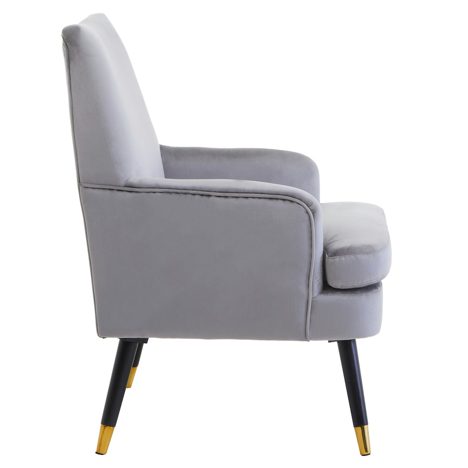 image 1 of Interiors by Grey Velvet Armchair, Built to Last Lounge Chair, Easy to Maintain Velvet Chair, Reliable Armchair