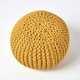 image 3 of Homescapes Mustard Round Cotton Knitted Pouffe Footstool - 35 x 40 cm | Yellow | H 35cm x W 40cm