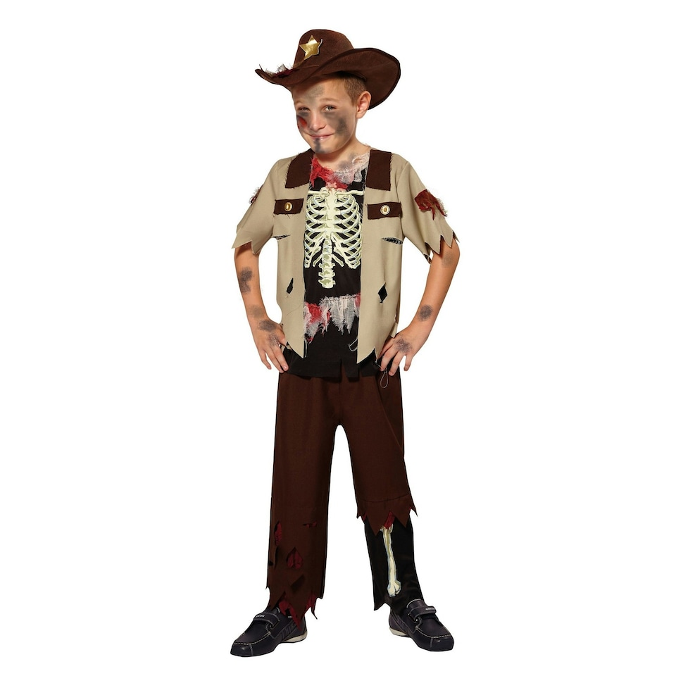 Bristol Novelty Childrens/Kids Skeleton Sheriff Costume - Brown/Black - L L
