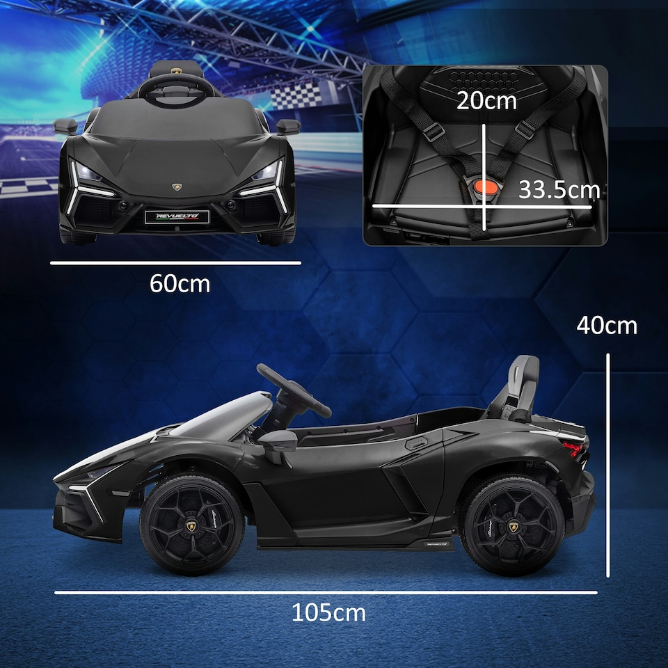 image 1 of AIYAPLAY Lamborghini Revuelto Licensed Ride On Car, with Suspension, Black
