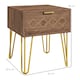 image 5 of HOMCOM Bedside Table with Drawer, Wooden Nightstand, Modern Sofa Side Table with Gold Tone Metal Legs and Handles for Living Room, Bedroom, Easy Assembly, 40x41x 49cm, Brown