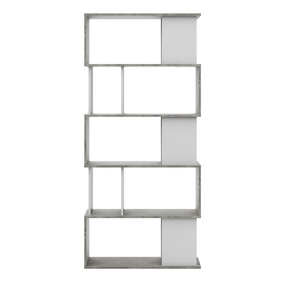 image 1 of Maze Open Bookcase 4 Shelves in Concrete and White