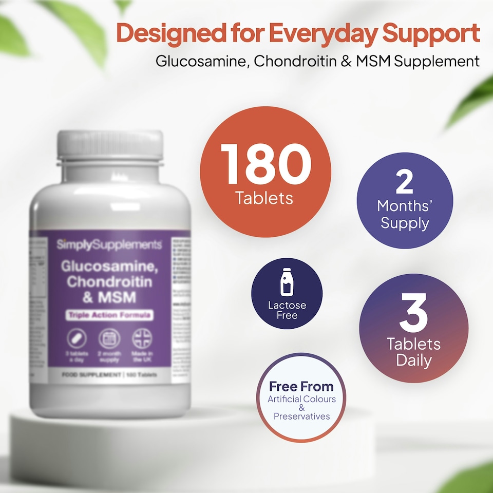image 1 of Glucosamine 500mg, Chondroitin 100mg & MSM 100mg - 180 Tablets