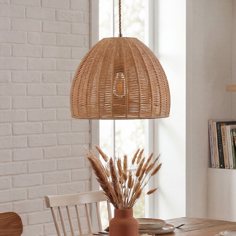 image 1 of Emitto Ceiling Light Shade Pendant Woven Lampshade Natural Lightshade Easy Fit