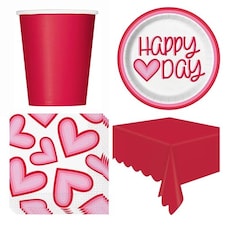 Retro Valentine Hearts 8 Person Value Party Pack