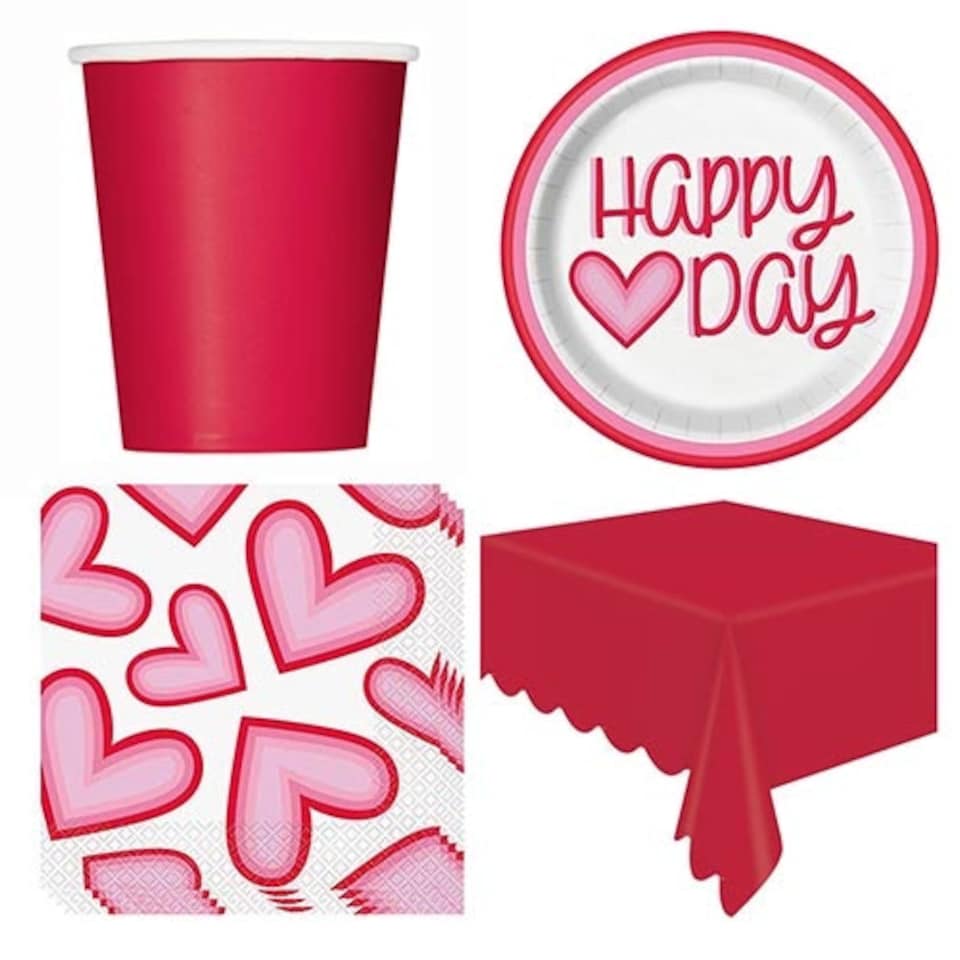 Retro Valentine Hearts 8 Person Value Party Pack