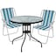 Table + 2 White & Blue Stripes Chairs