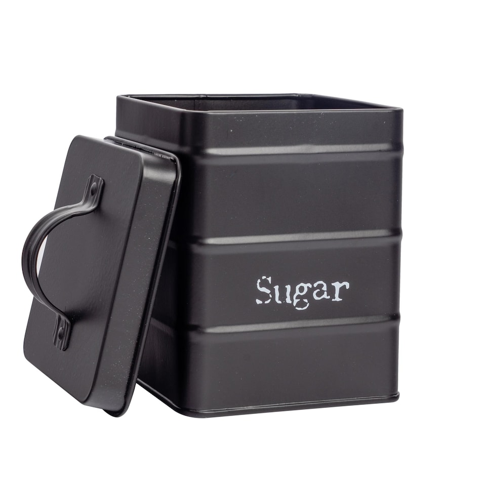 image 1 of Harbour Housewares Vintage Metal Kitchen Sugar Canister - Black