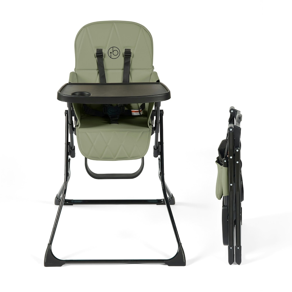 image 1 of Flip Magic Fold Highchair (Sage Green) – From Sitting Up to 15kg, 5-Point Safety Harness, Removable Tray, Quick One-Hand Fold, Compact Slimline, Easy Storage