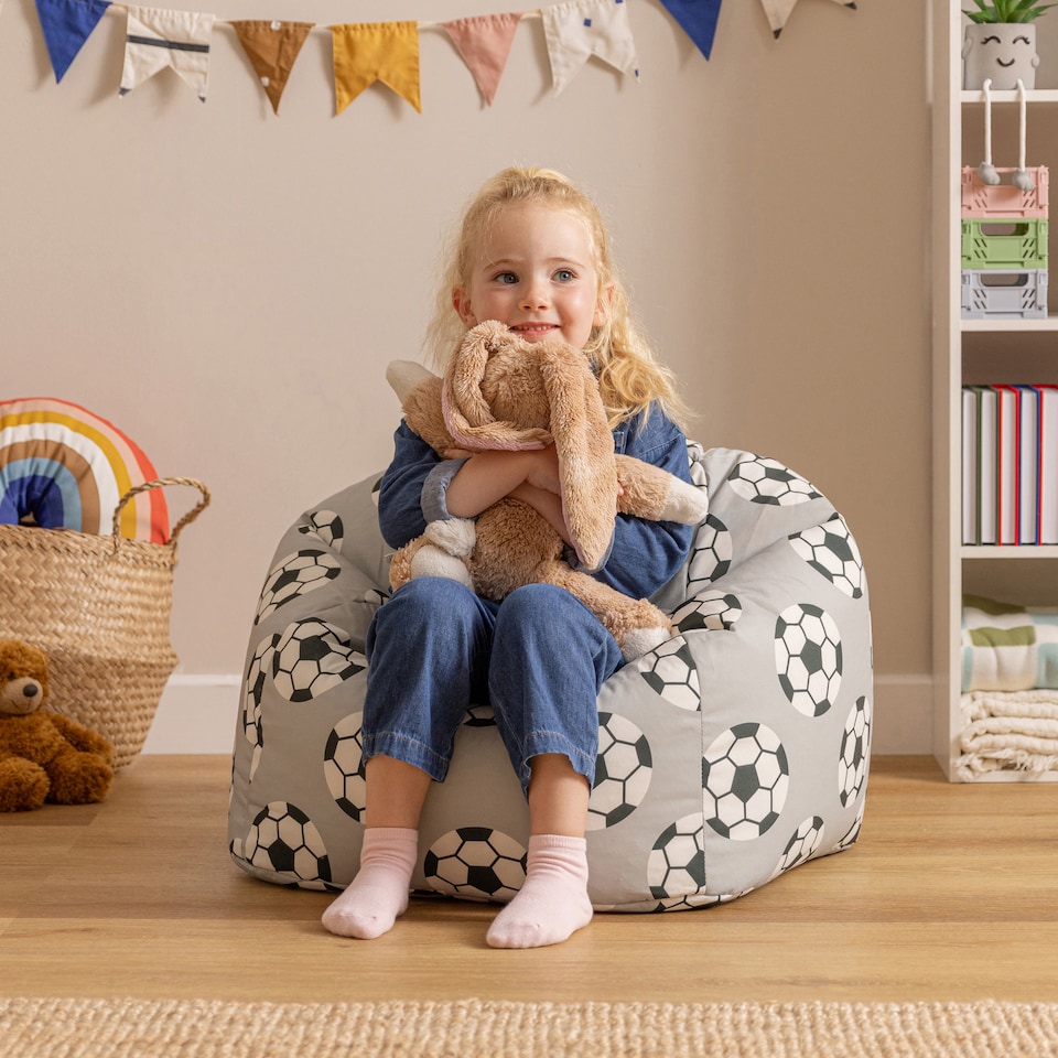 image 1 of Icon Hirest Medium Football Print Bean Bag