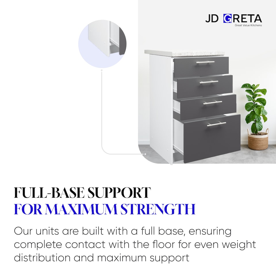 image 1 of JD Greta Kitchen Base Drawer Unit 500mm Cabinet With Fronts 50cm Dark Grey Matt with Worktop