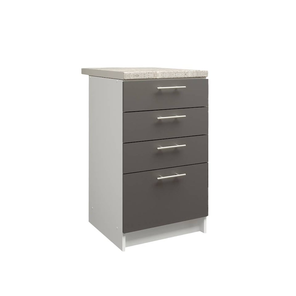 image 1 of JD Greta Kitchen Base Drawer Unit 500mm Cabinet With Fronts 50cm Dark Grey Matt with Worktop