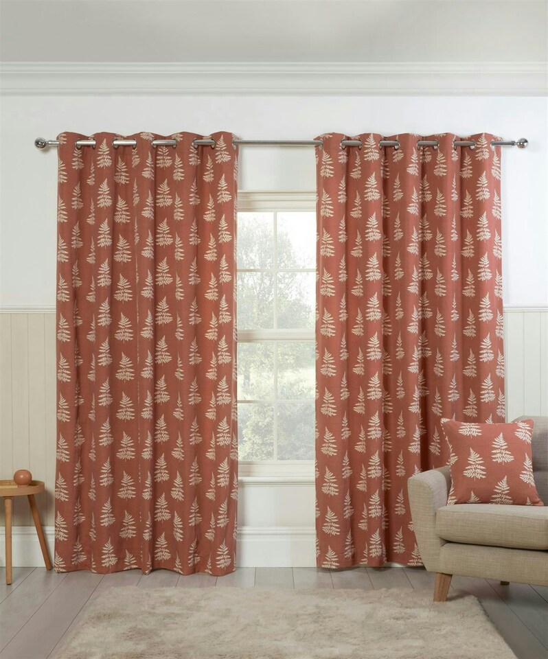 image 1 of Esher Eyelet Curtains - Orange - 168cm x 183cm