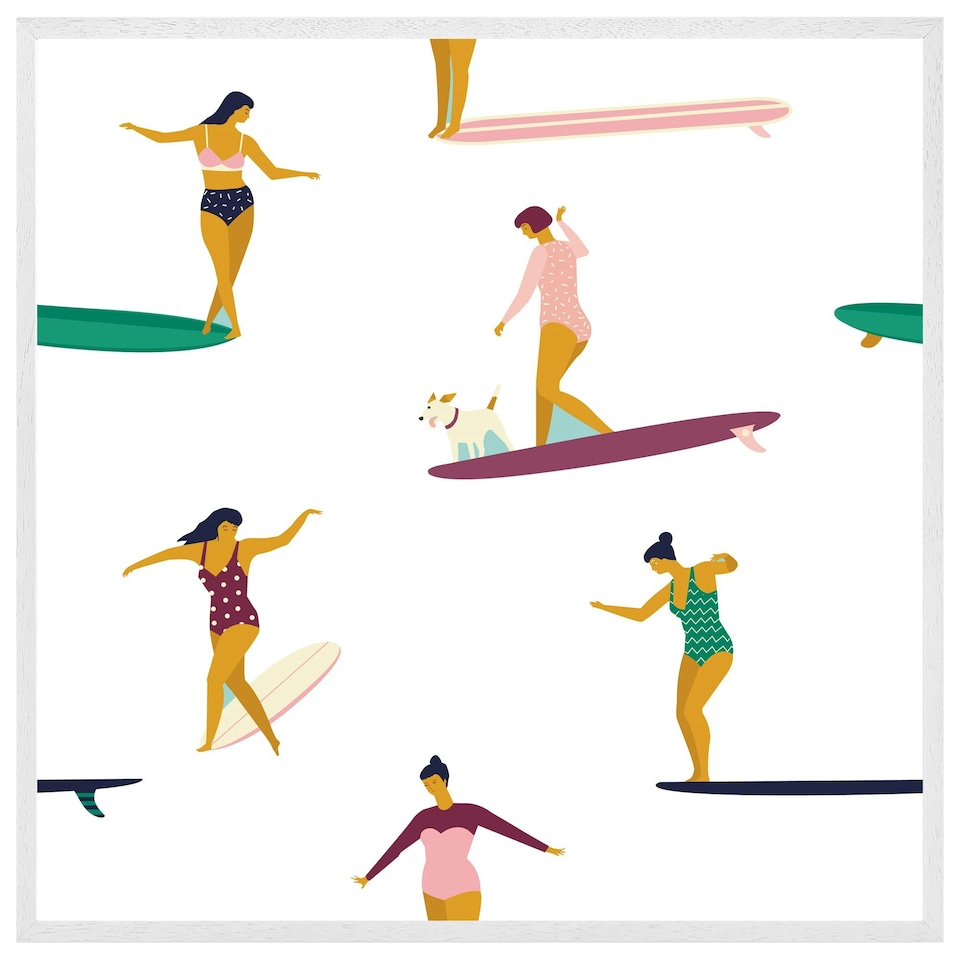 image 1 of Female surfers (Picture Frame) White | XS