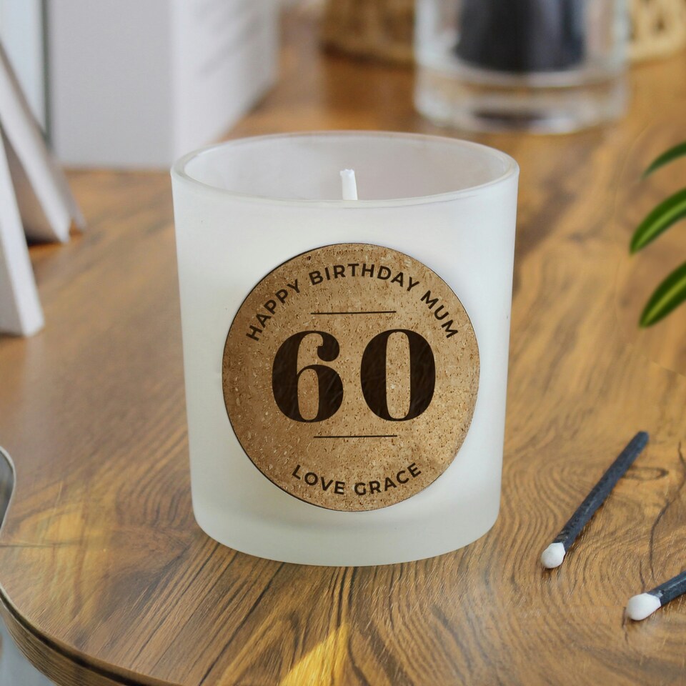 image 1 of Personalised Birthday Cork Label Candle Jar Clear