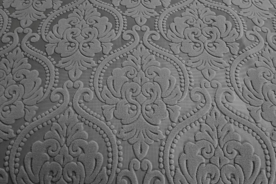 image 1 of Homes Linen Damask Velvet Duvet Cover Set with Pillowcases Luxury Jacquard Textured Quilt Cover Soft Elegant Bedding Set | Clear | Charcoal | Double