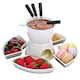 image 1 of Marco Paul 10pc White Ceramic Chocolate Fondue Set with Stainless-Steel Forks and 4 Half Moon Serving Dishes