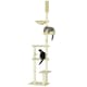 image 9 of PawHut Floor To Ceiling Cat Tree 6-Tier with Scratch Post Bed Hammock Beige