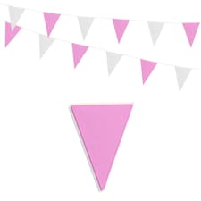 White Light Pink Alternate Party Bunting 10m with 20 Pennants