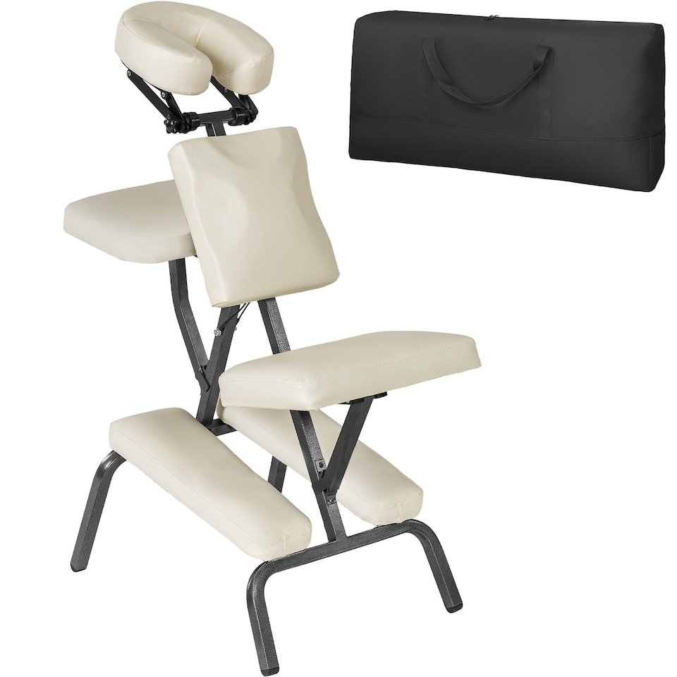 image 1 of Massage Chair - foldable, cushions for head, chest, arms and seat, with carry bag | Cream | beige | 1