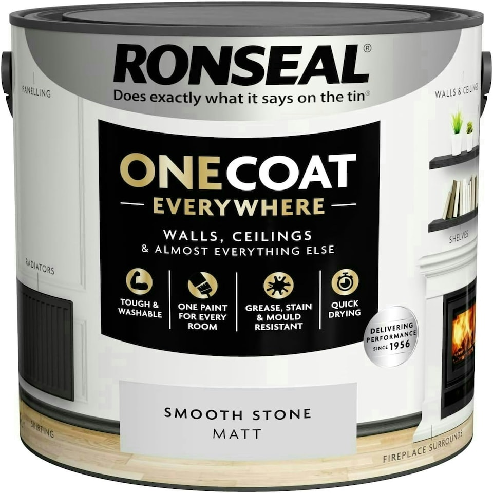image 1 of Ronseal One Coat Everywhere Matt Paint 2.5L Smooth Stone