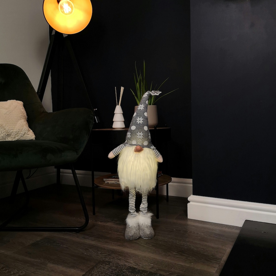 image 1 of 66cm Battery Lit Christmas Standing Gonk Decoration in Grey
