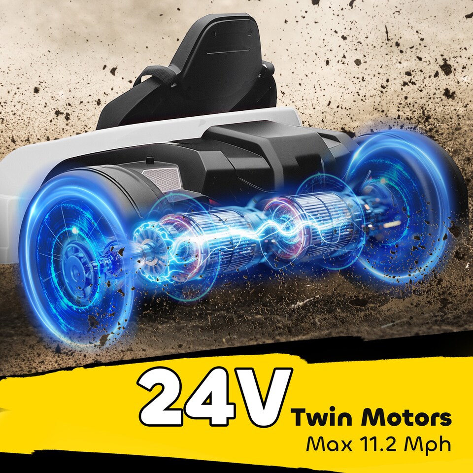 image 1 of AIYAPLAY 24V Electric Go Kart with Drift Mode, Adjustable Seat, White
