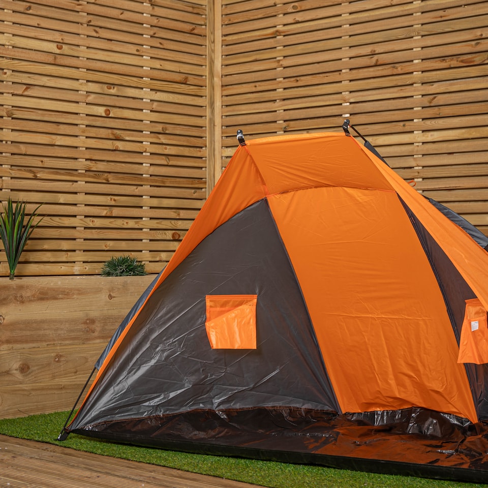 image 1 of 115cm x 210cm Portable Pop up Sun Shade Beach Tent with Carry Handle | Orange | Orange